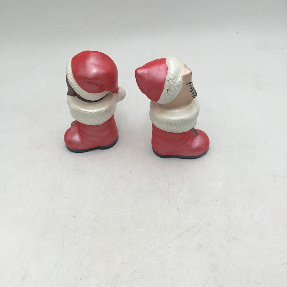 Vintage Christmas Puppy and Kitten in Santa Boots Ceramic Figurines Set of 2